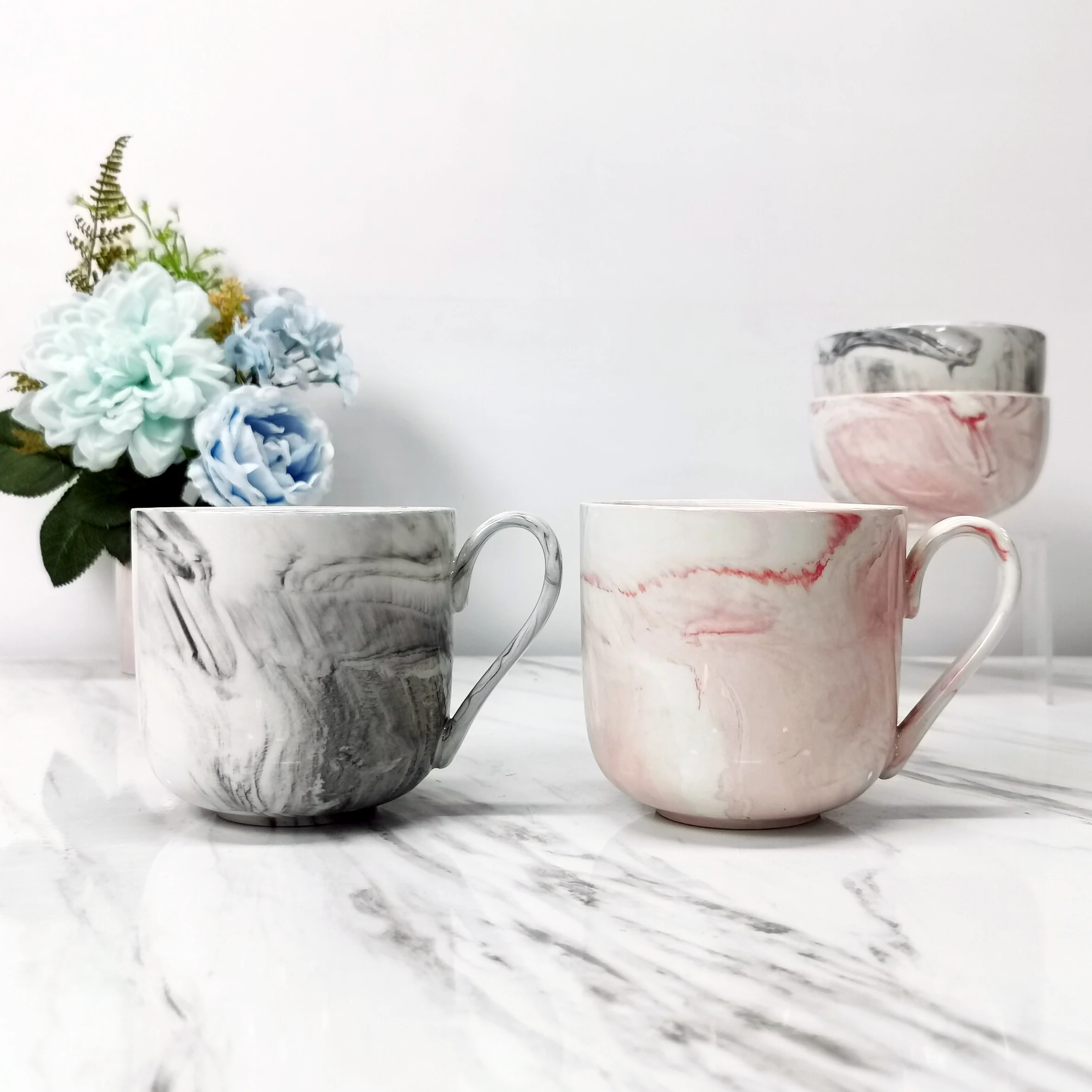 M015 manufacturer 14oz new design marbling marble style clay look mug cup set custom ceramic porcelain beer milk tea coffee mug