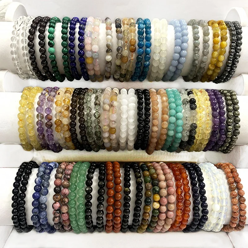 6mm Wholesale Unisex Healing Energy Stone Bracelet Christmas Jewelry Popular Handmade Natural Stone Beaded Bracelet