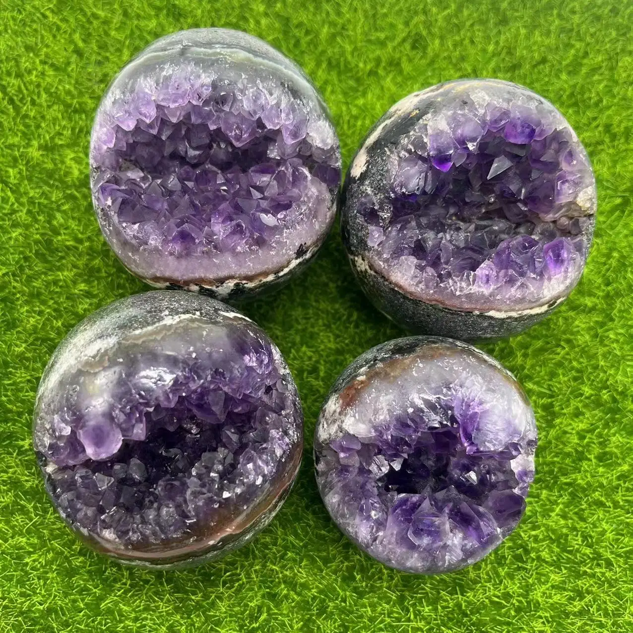 Bulk Wholesale Natural Druzy Cluster Amethyst Sphere Crystals Healing Amethyst Geode Sphere