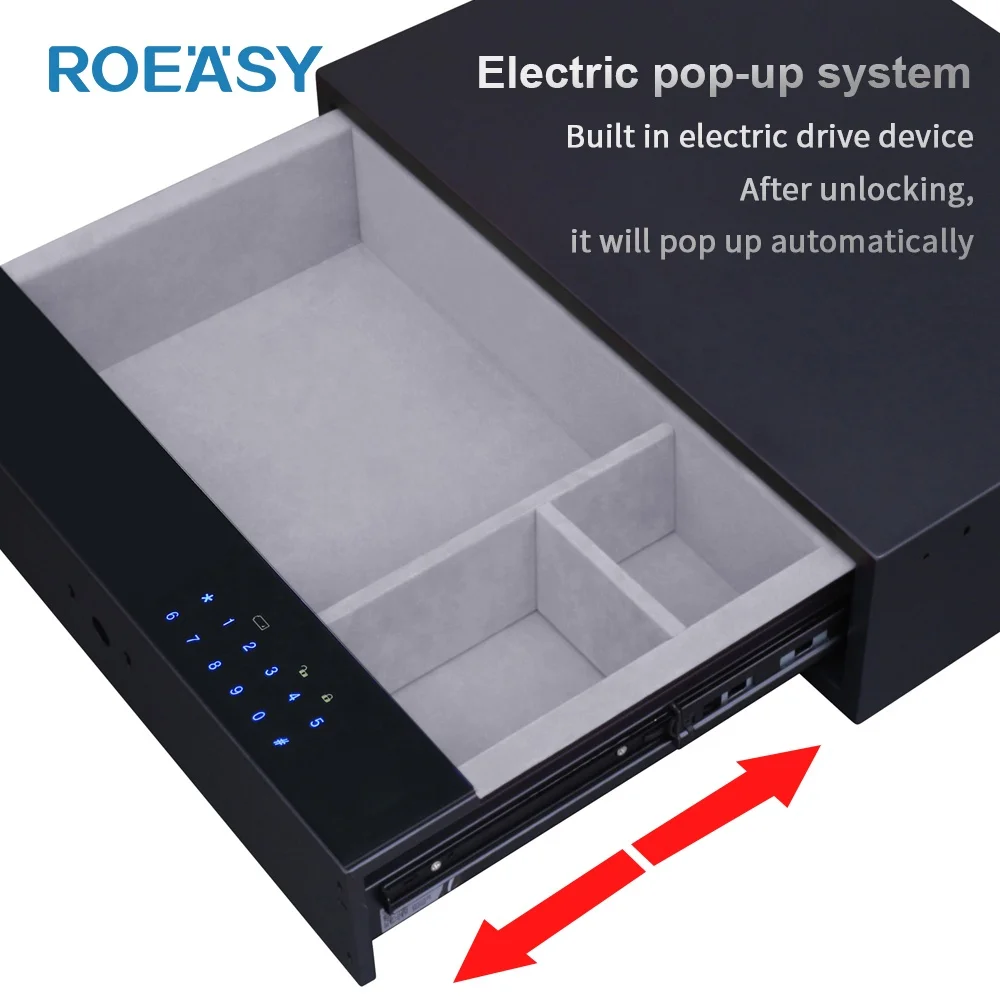 ROEASY electronic luxury interior safes jewelry wardrobe drawer safe cash money box fingerprint password hidden safe for hotel