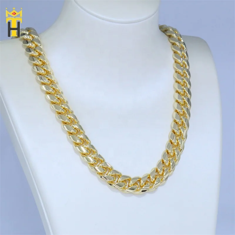 Wholesale hip hop cuban curb link mens miami stainless steel gold plated necklace cuban link chain