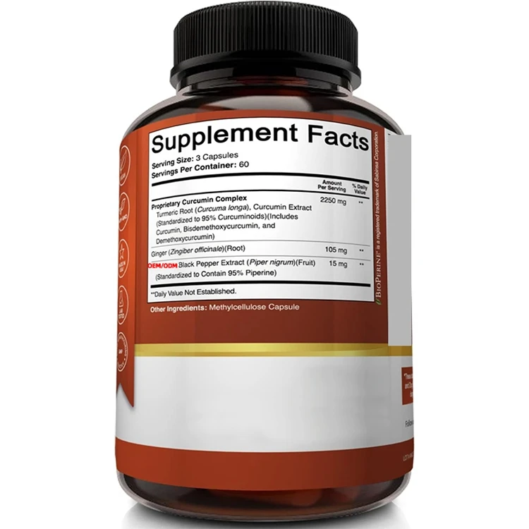 180 Capsules 95% Curcuminoids Antioxidant Turmeric Curcumin with Ginger and Black Pepper Supplements