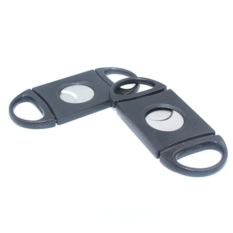 Stock Cigar Accessories Plastic Stainless Steel Double Blade Custom logo Cutter