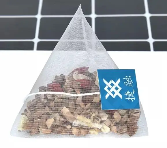 PLA Filter Mesh Roll  for triangle Tea bag packaging material with logo Biodegradable pyramid tea bag Roll with string tag