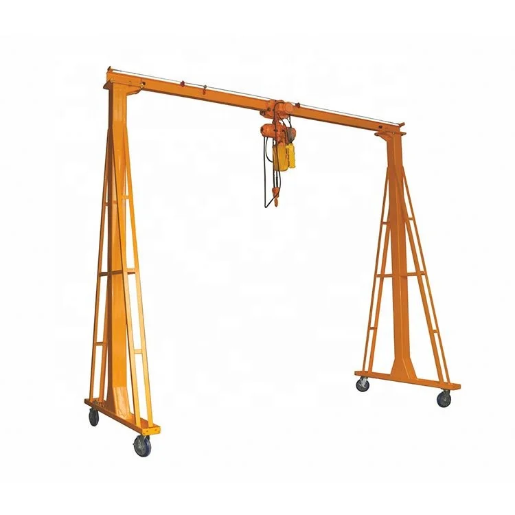 Adjustable 1t 2t 3t 5 ton aluminum portable gantry crane with electric manual chain hoist for sale