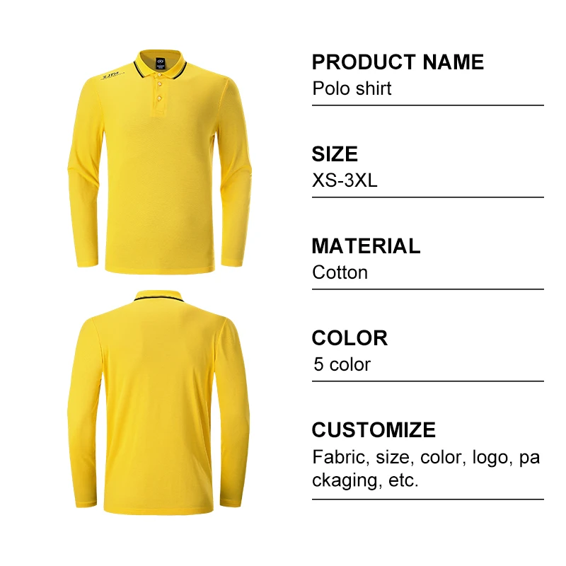 New Product Polo Shirt Men Long Sleeved Fitted Plain Tshirts Casual Solid Color Polo Shirt Ciustom Print Unisex Cotton T-shirts