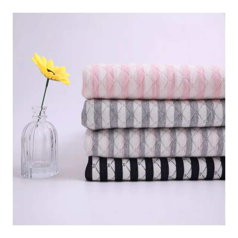 Breathable Organic 88%Cotton 12% Polyester Jacquard Knitted Mattress yarn dyed  Fabric for winter sleepwear