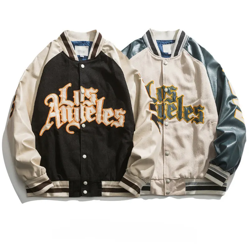 Custom jackets Embroidery Patched Logo Letterman Varsity Men Baseball Jackets With Leather