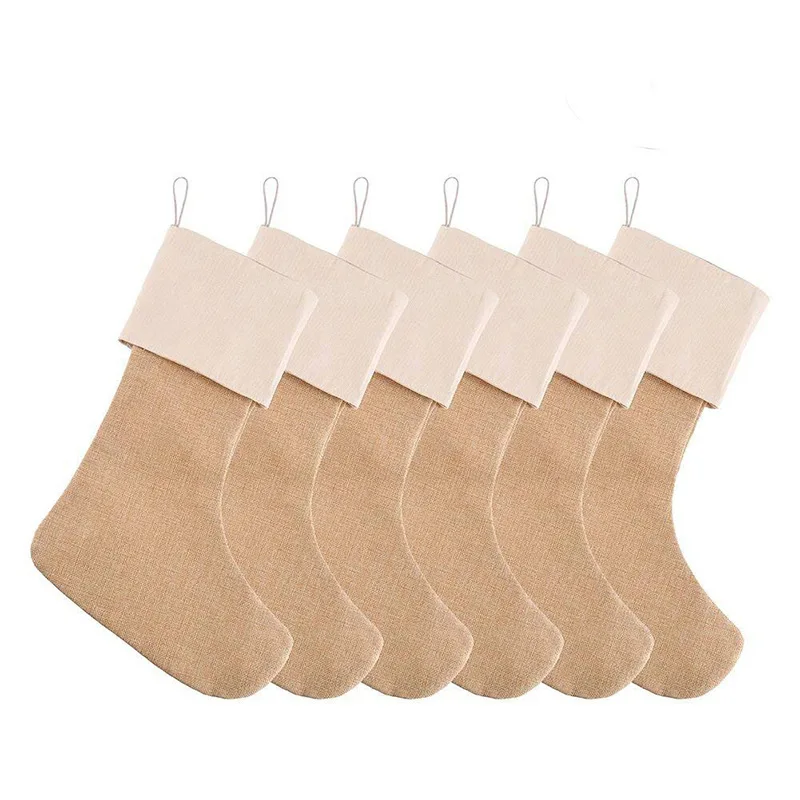 Mooyee Burlap Christmas Stockings  Large Plain DIY Xmas Holiday Fireplace Hanging Decoration Gifts for Family Kids