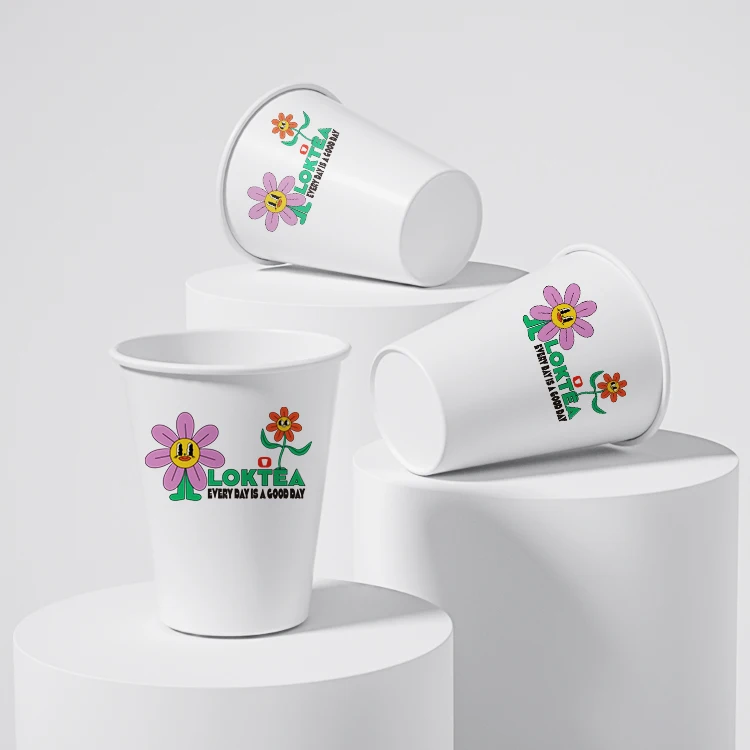 LOKYO Wholesale coffee cups disposable 16oz 22oz take out white paper cup with lids