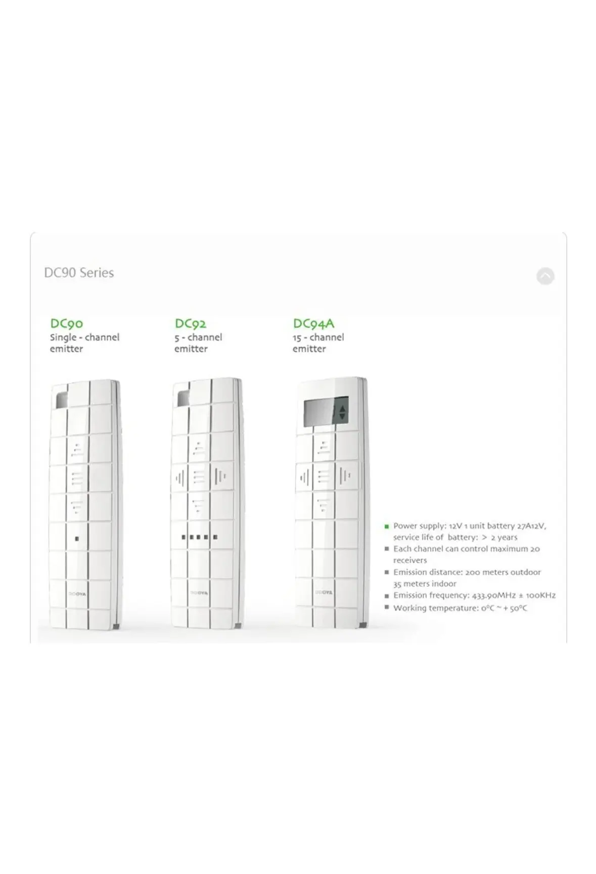 Original  DC90 RF 433MHZ Remote Control Single Channel Transmitter for  Motors Automatic Curtain Accessories