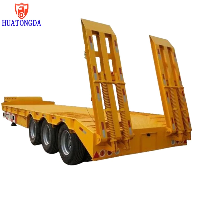 heavy duty equipment trailer low price china low bed truck tri-axle detachable low bed semi trailer