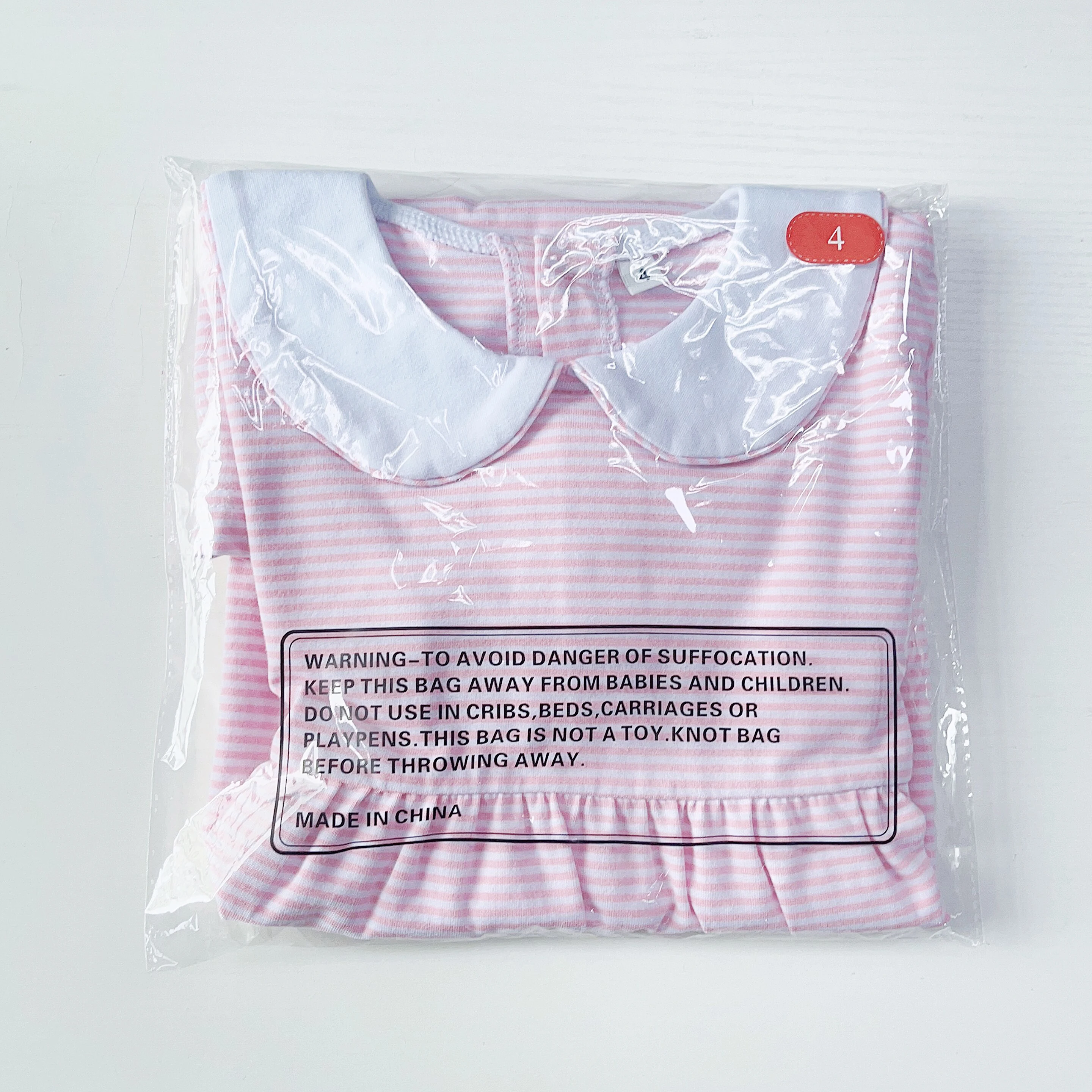 Boutique light blue stripe knitting children girls dresses long sleeve collared picot trim toddler cotton dress for kids