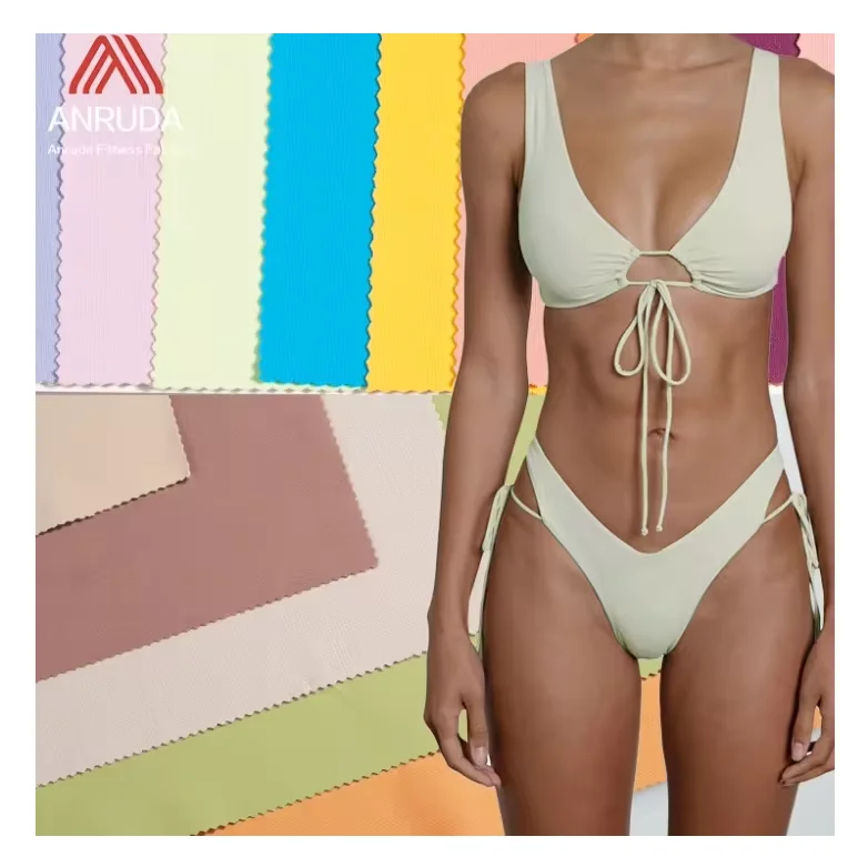 A002 High Density Plain Dyed Soft Stretch Polyester Spandex Bikini Swimwear Swimsuit Fabric For Beachwear