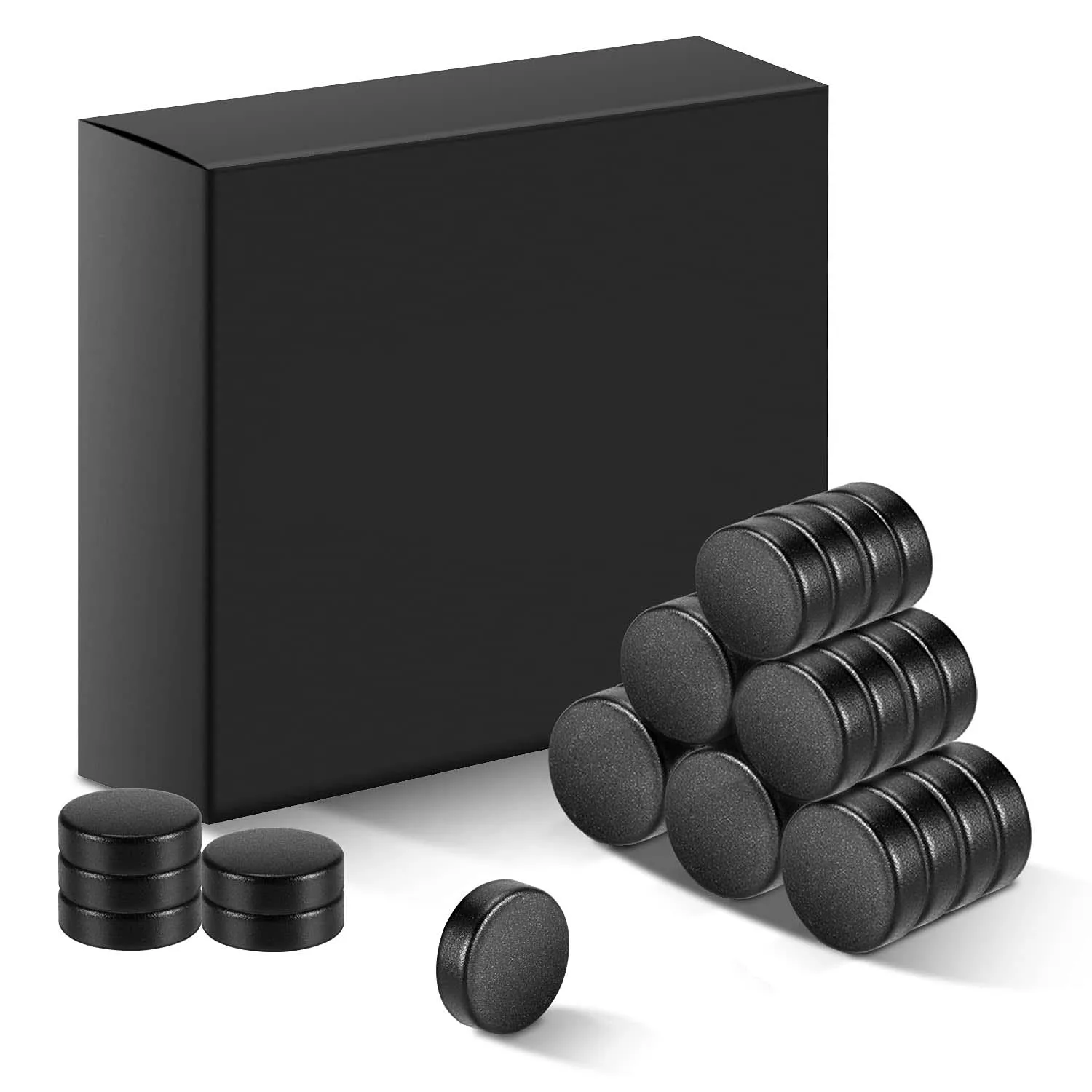 Neodymium Strong Magnets, Small Rare Earth Magnets for Fridge, Building, Kitchen, School, Disc Magnets, 15x3mm, Gloss Black