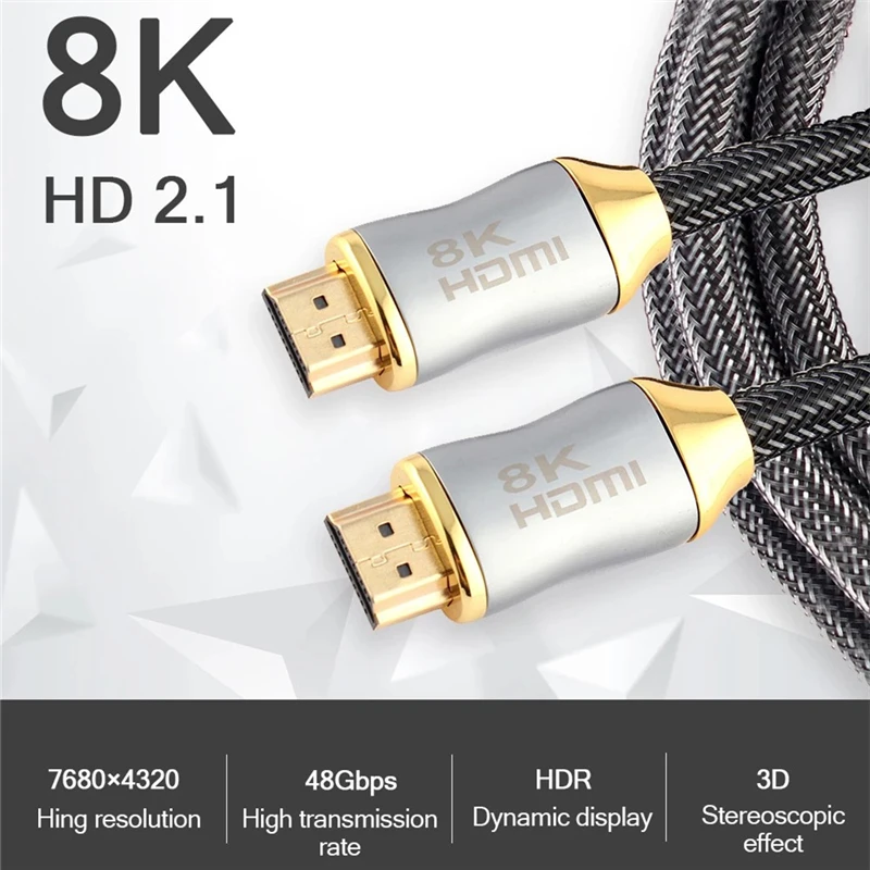 In Stock Certificated Cable HDMI 8K 4K 48Gbps 1M 1.5M 2M 3M HDMI To HDMI Audio Video Cable For  HDTV PS5 XBOX Computer