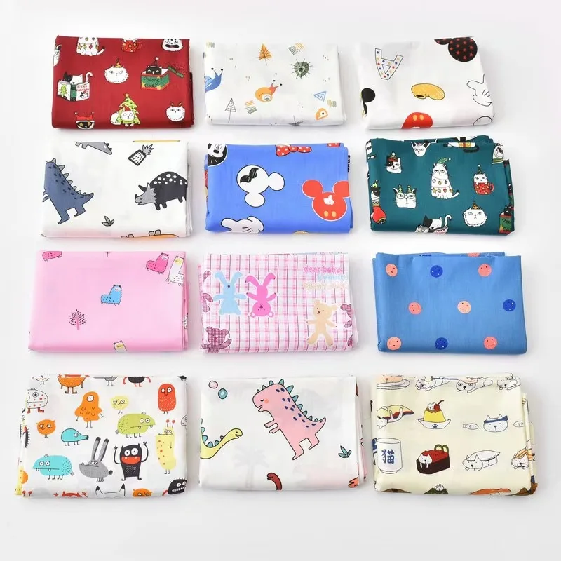 Factory Wholesale Cartoon Patterns Printed 100 Cotton Fabric For Baby Bedding Kids Cloth