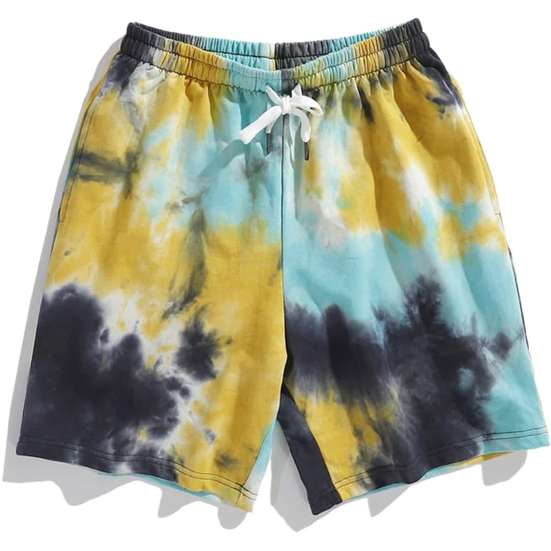 Wholesale loose  comfortable Mens 100%Cotton French Terry Casual Shorts Tie Dye Shorts Mens Shorts