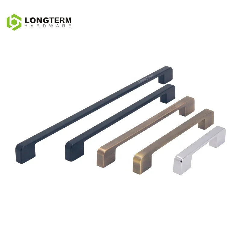 Modern Zinc Alloy U shape Round Corner Drawer Handles Furniture Kitchen Black Antique Brass Cabinet Knob Pull Handles