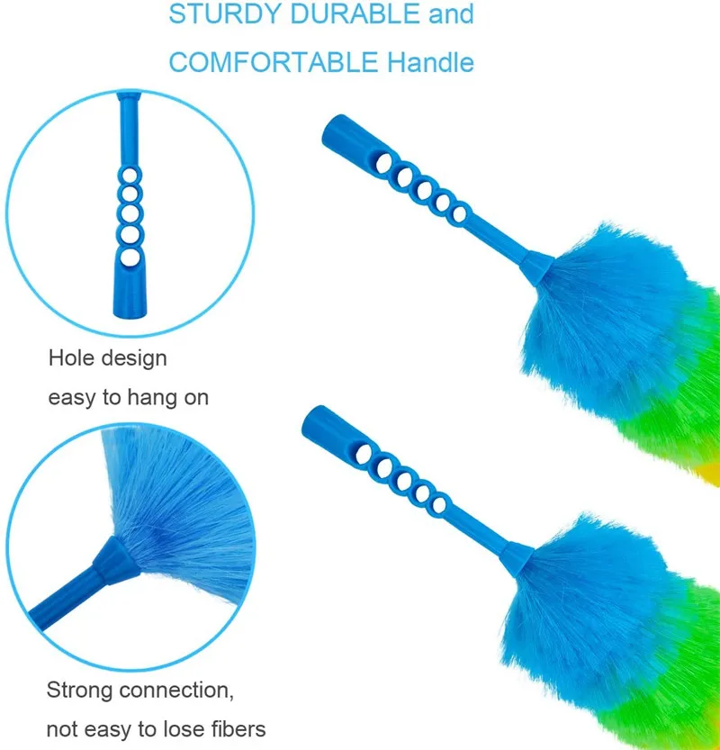 Upgrade 19 inches Static Duster Beandable and Washable - More Fibers Bigger Head Less Loss of Fiber Duster