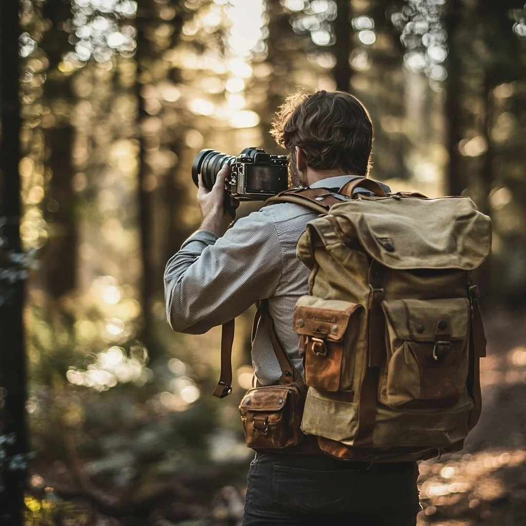 Best Selling High Quality Large Capacity Vintage Style Beige Customizable Factory Outdoor Canvas Leather Camera Bag Backpack