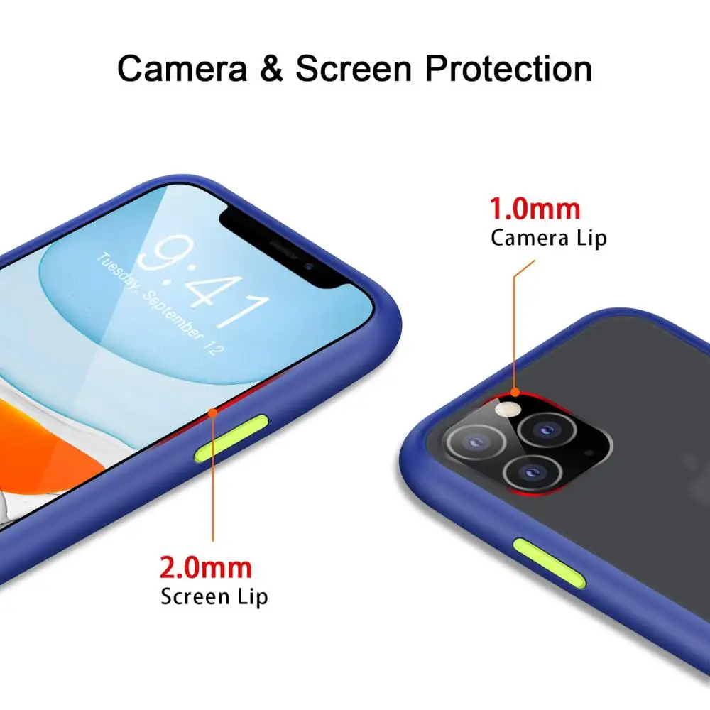 Shemax Agile Button Translucent Matte Case with Soft TPU Edges for Samsung A01, Shockproof Half Clear M31 Protection Phone Case