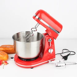 Red 6 Speed Stand Mixer with 3.87 qt Stainless Steel Mixing Bowl Stand Mixer