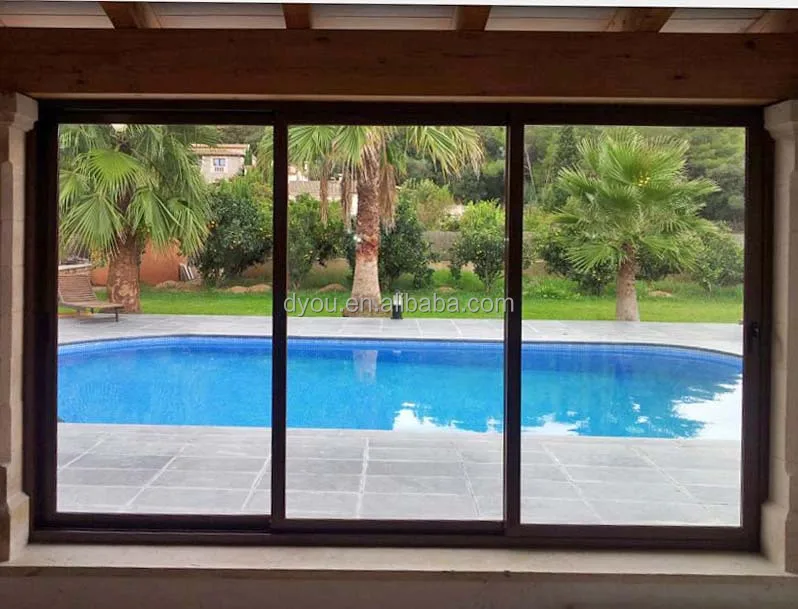 DY Aluminium Balcony 3 Panes Length Window With  Tempered Glass