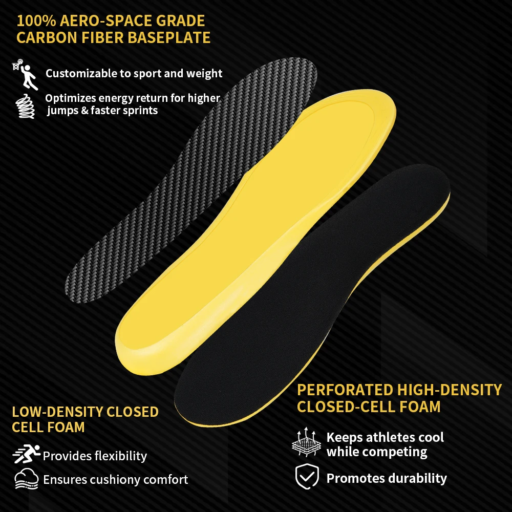 Carbon Fiber Insoles Basketball Insole Custom carbon EVA Insole  Pressure Curved Carbon Fiber Inserts