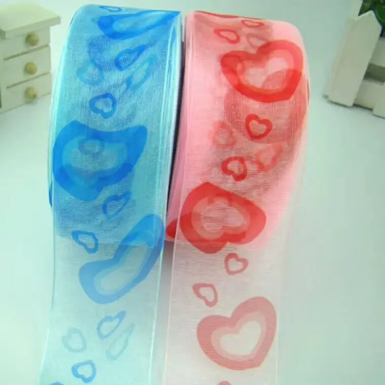 Cheap Price Print Custom Logo Fashion Lace Ribbon Bow Organza Ribbon Custom Size Festival Gift Wrap Ribbon