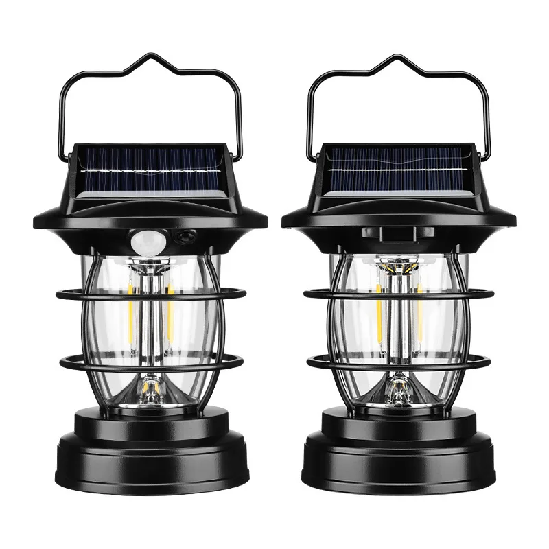 Wholesale Stepless Dimming Solar Lantern Hanging Rechargeable Battery Powered LED Light Waterproof Outdoor Camping Lamp