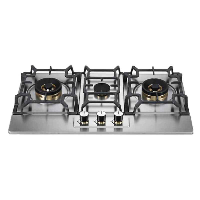 China commercial industrial and home kitchen use built-in big burner cooktops 3 burners gas cooking stoves