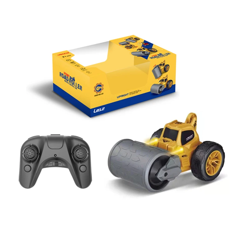 Promotion High Quality 2.4G Remote Control Rc 360 Rotating Engineering Vehicle Road Roller Car For Kids