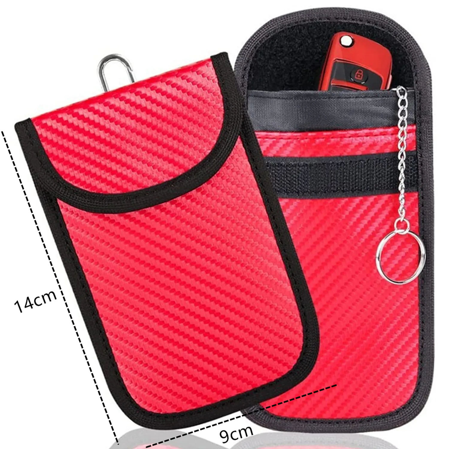Carbon Fiber Key Fob Case Rfid Signal Blocking Bag Anti Theft Compact Pocket Faraday Pouch For Car Key