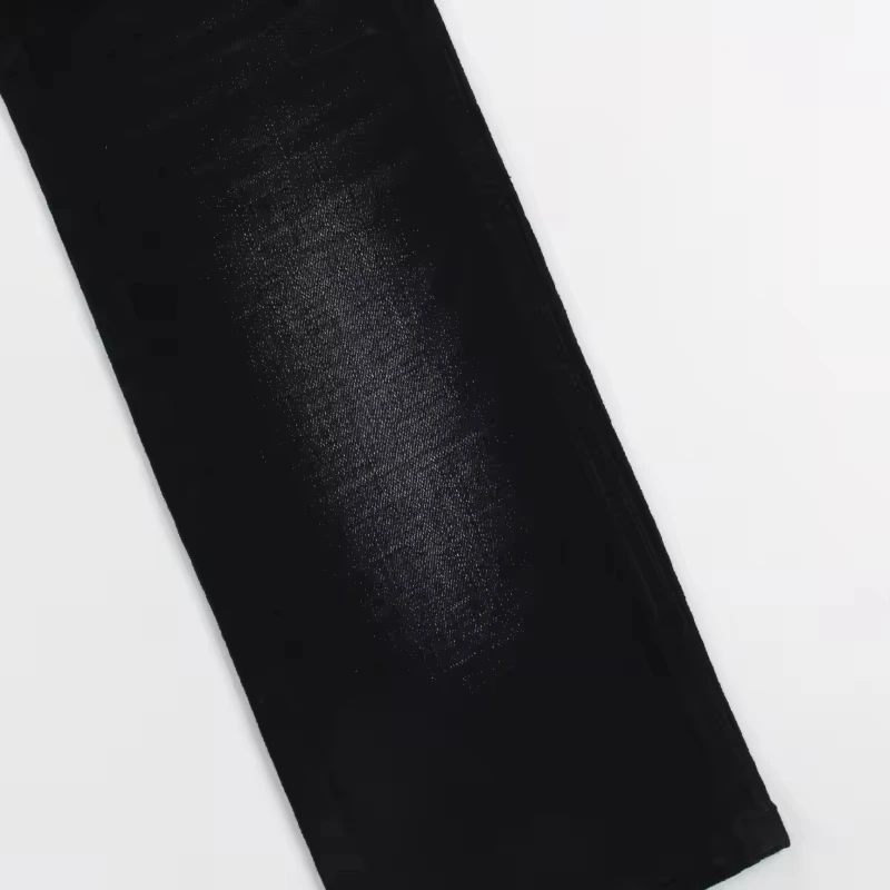 11.4  oz black and black backside crosshatch slub denim jeans  fabric