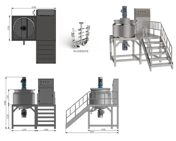Cosmetic Processing Machine Stainless Steel Homogenizer Mixing Tank Liquid Soap Detergent Mixing Blender