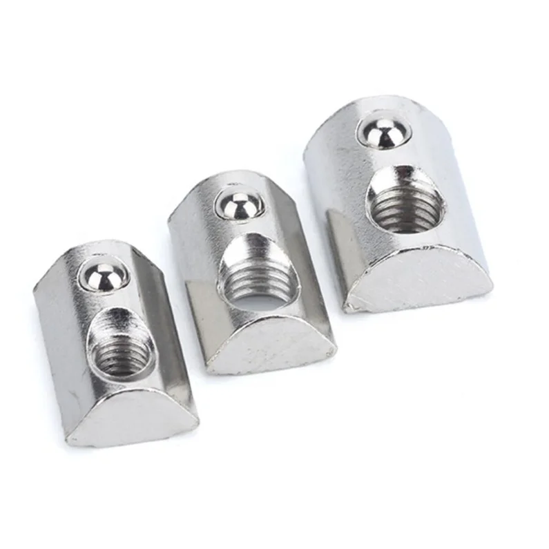 stainless steel  T  with ball  Roll In T Slot Nut With Spring Leaf For Aluminum Extrusion Profile 40 Series