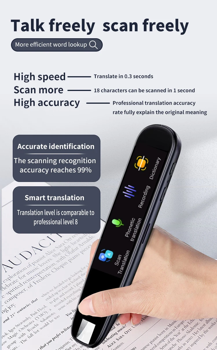 Electronic Language Translator Device A15S International Version Multilingual Translation Pen with 112 Languages