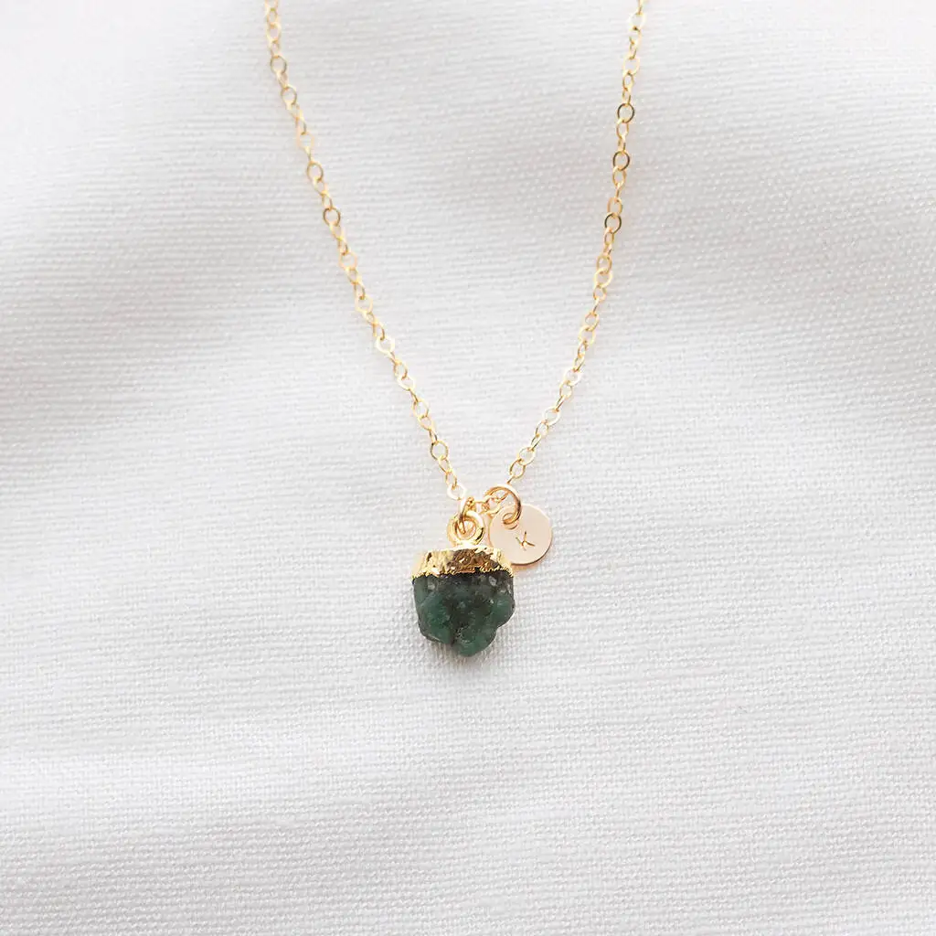 Personalised may green birth stone necklace Emerald May Birthstone Necklace 925