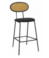 Nordic style bar chairs Modern Rattan dining chair bar stool high chair High Bar Stool For Kitchen  With Beech metal Legs