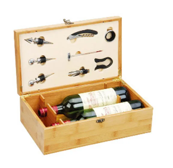 Manufacturers selling bamboo high-end gift wine bottle packaging box gift wine box with wine accessories