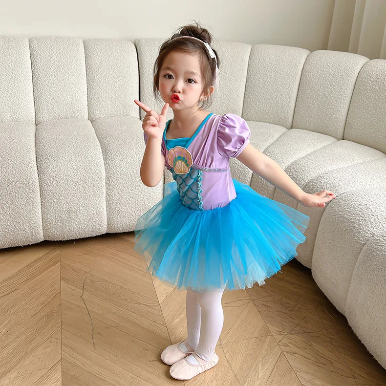 Baby Girl Ballet Dance Costume Cute Mermaid Puffy Tutu Dress for Birthday Party Dancewear