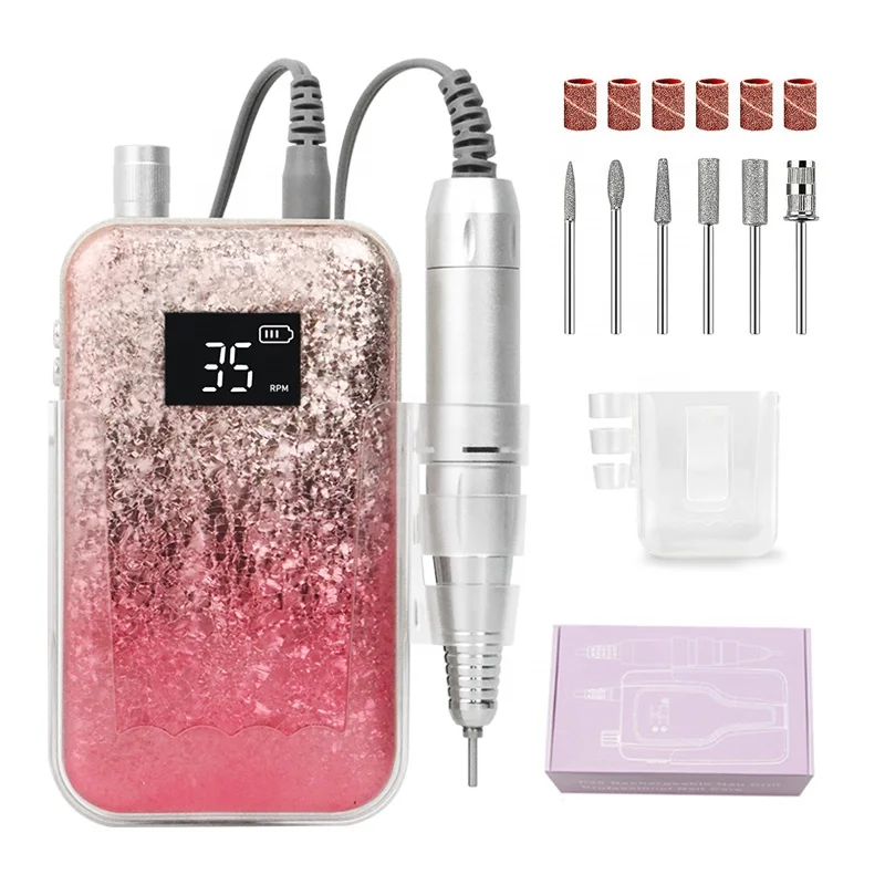 Iksbeauty Rechargeable 35000rpm Cordless Electric Nail Drill Manicure Machine Wireless Portable E File Professional Polisher Too