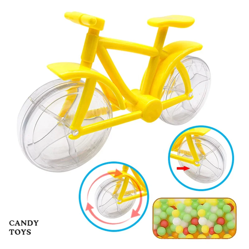 SHANTOU toys factory candy toys bike cartoon bicycle with candy filling container