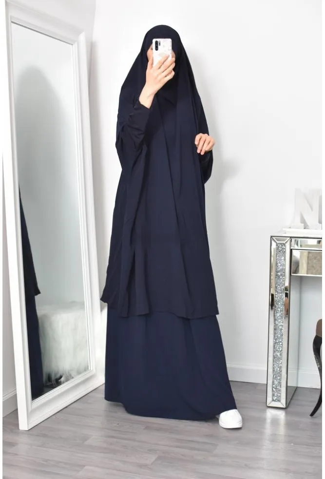 Wholesale muslims rebe in Solid Color Dubai Arab Jilbab Abaya 2 Piece Jilbab Set Abaya Muslim Prayer Dress Women