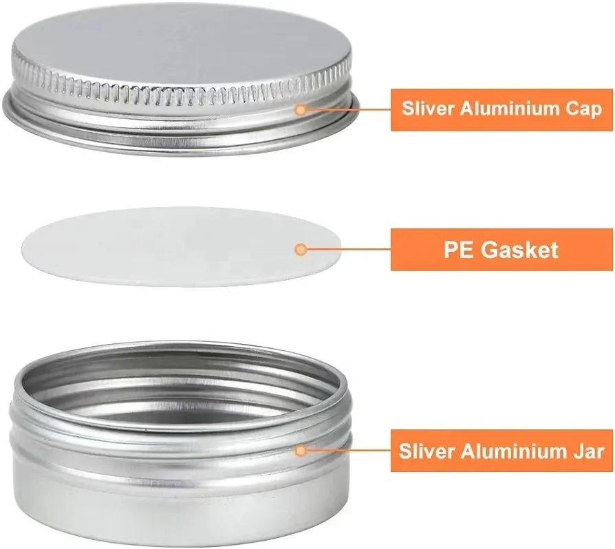 100g 150g 200g 250g big round aluminum tin jar with lids metal can storage