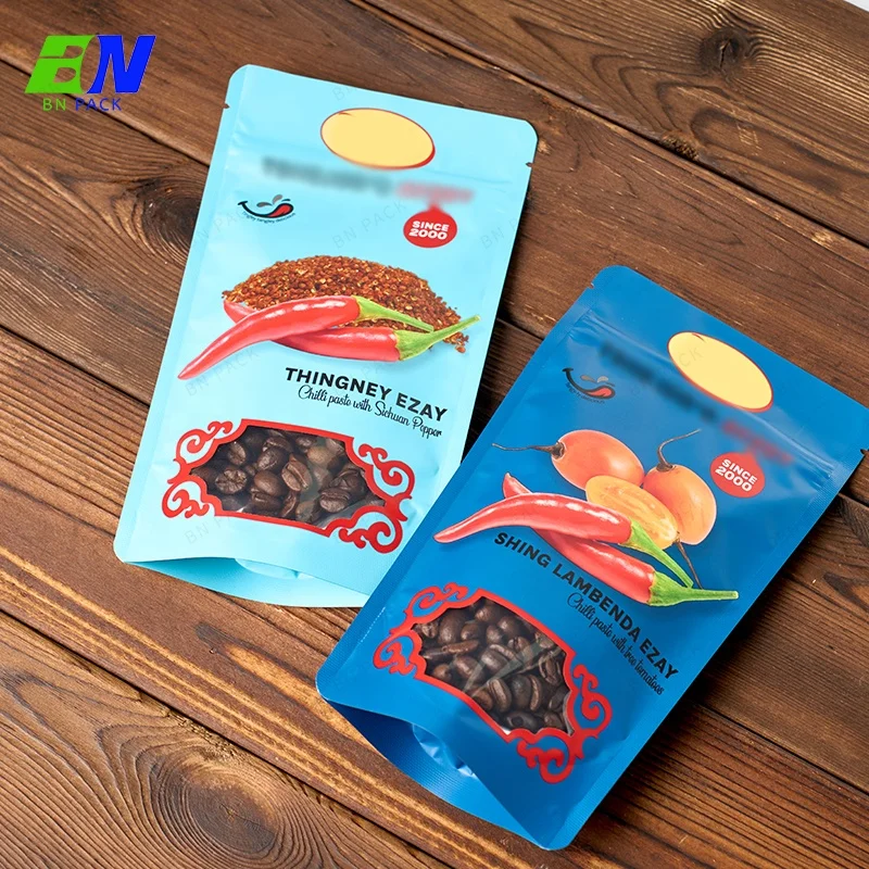 Wholesale Custom Plastic Pouch Spicy Spices Packing Material Condiments Seasoning Spice Packaging Bag with Clear Special Shape