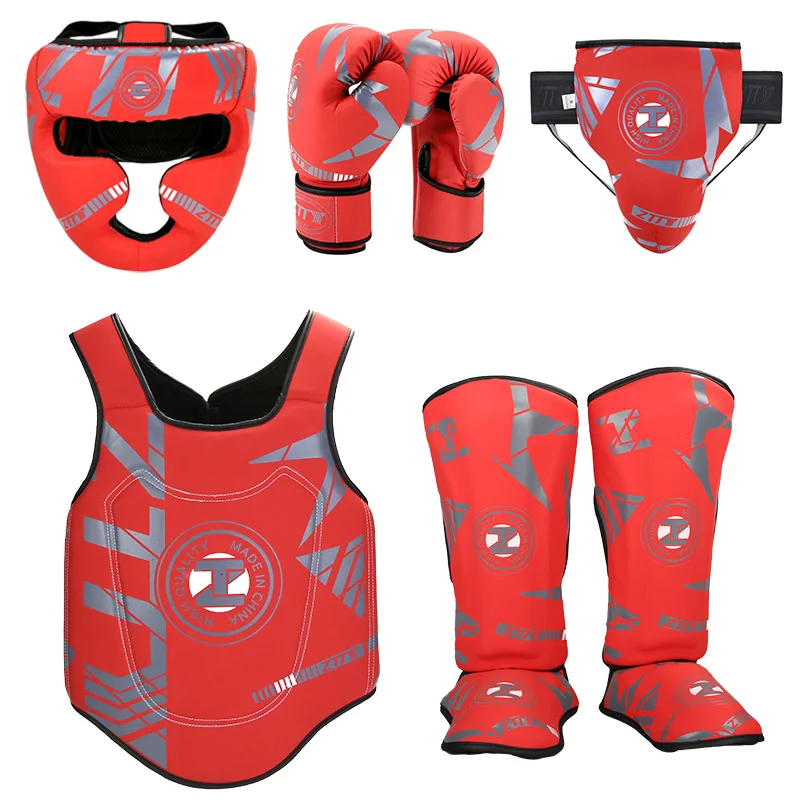 Boxing Equipment 5 set head winning boxing gloves mma shin guard custom boxing gloves