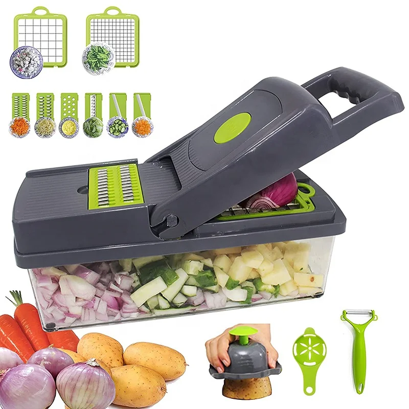 Home Kitchen New 16 In 1 Manual Multi Functional Mandoline New Vegetable Bowl Chopper Slicer Cutter with Container