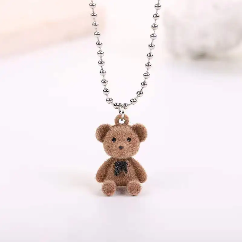 cute Cartoon bear necklace Fashion small light luxury necklace hip hop temperament animal clavicle chain